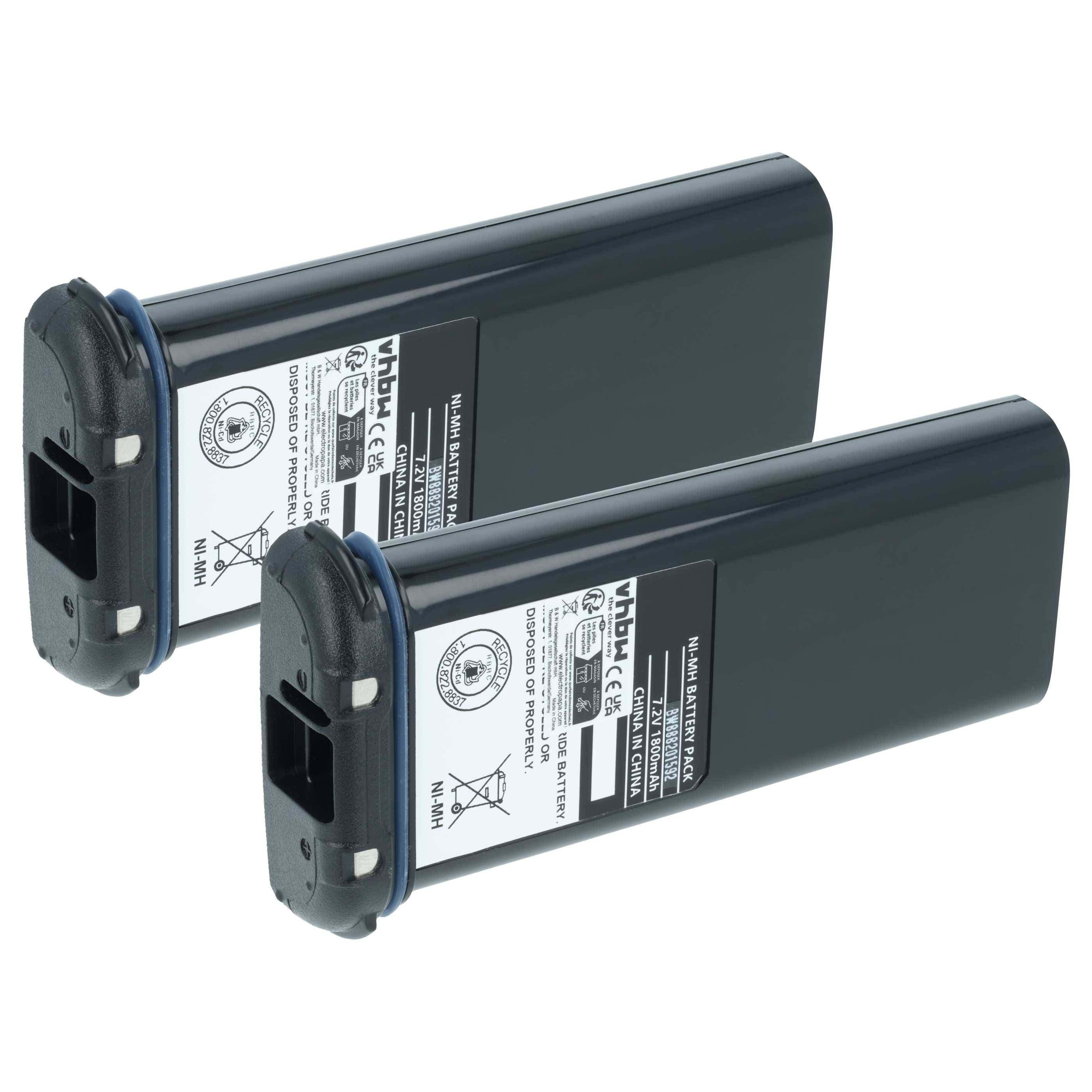 vhbw 2x Akku Ersatz für Icom BP-224, BP-224H für Funkgerät, Walkie Talkie (1800 mAh, 7,2 V, NiMH)