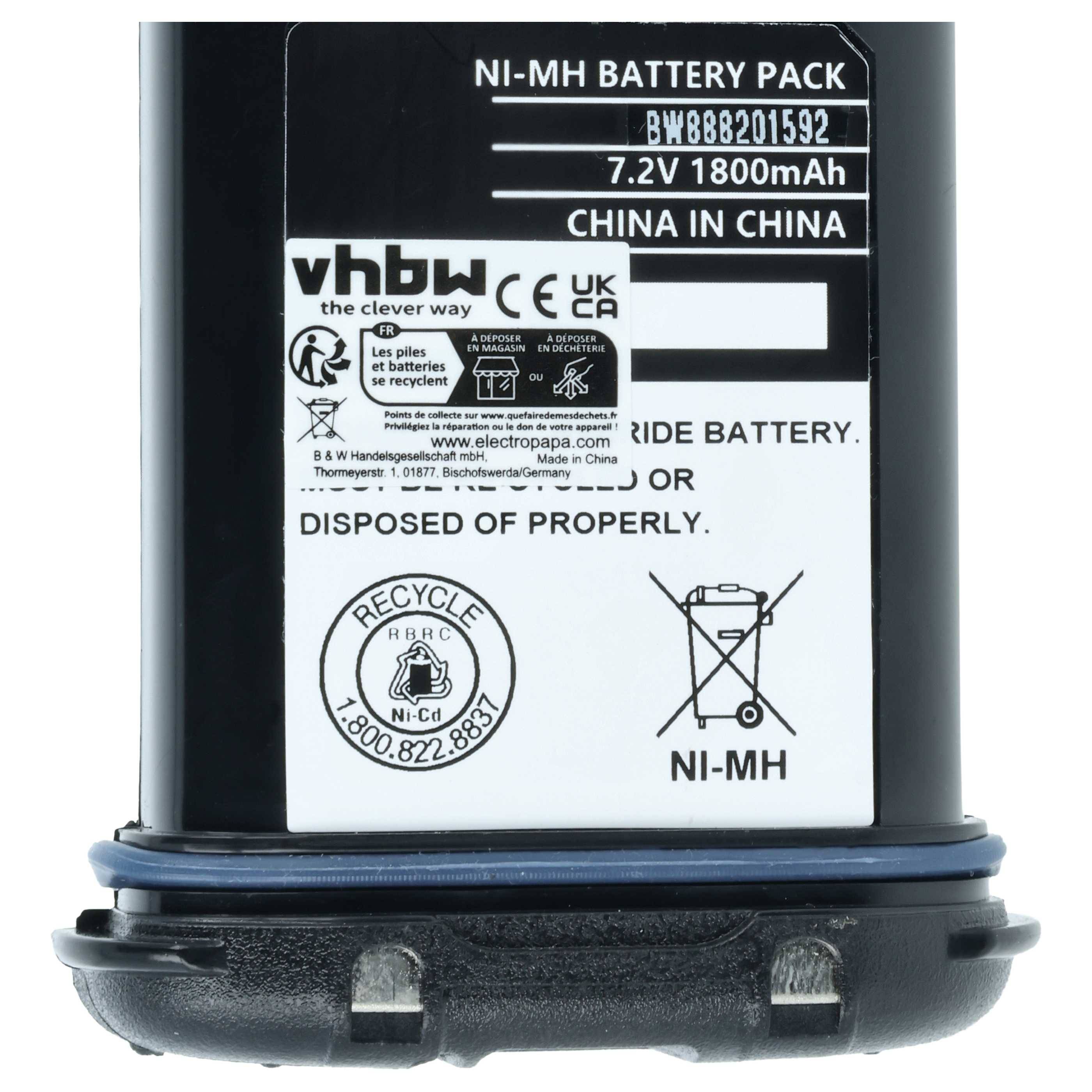 vhbw Akku kompatibel mit Icom IC-M21, IC-M2A, IC-M31, IC-M32 Funkgerät, Walkie Talkie (1800 mAh, 7,2 V, NiMH)
