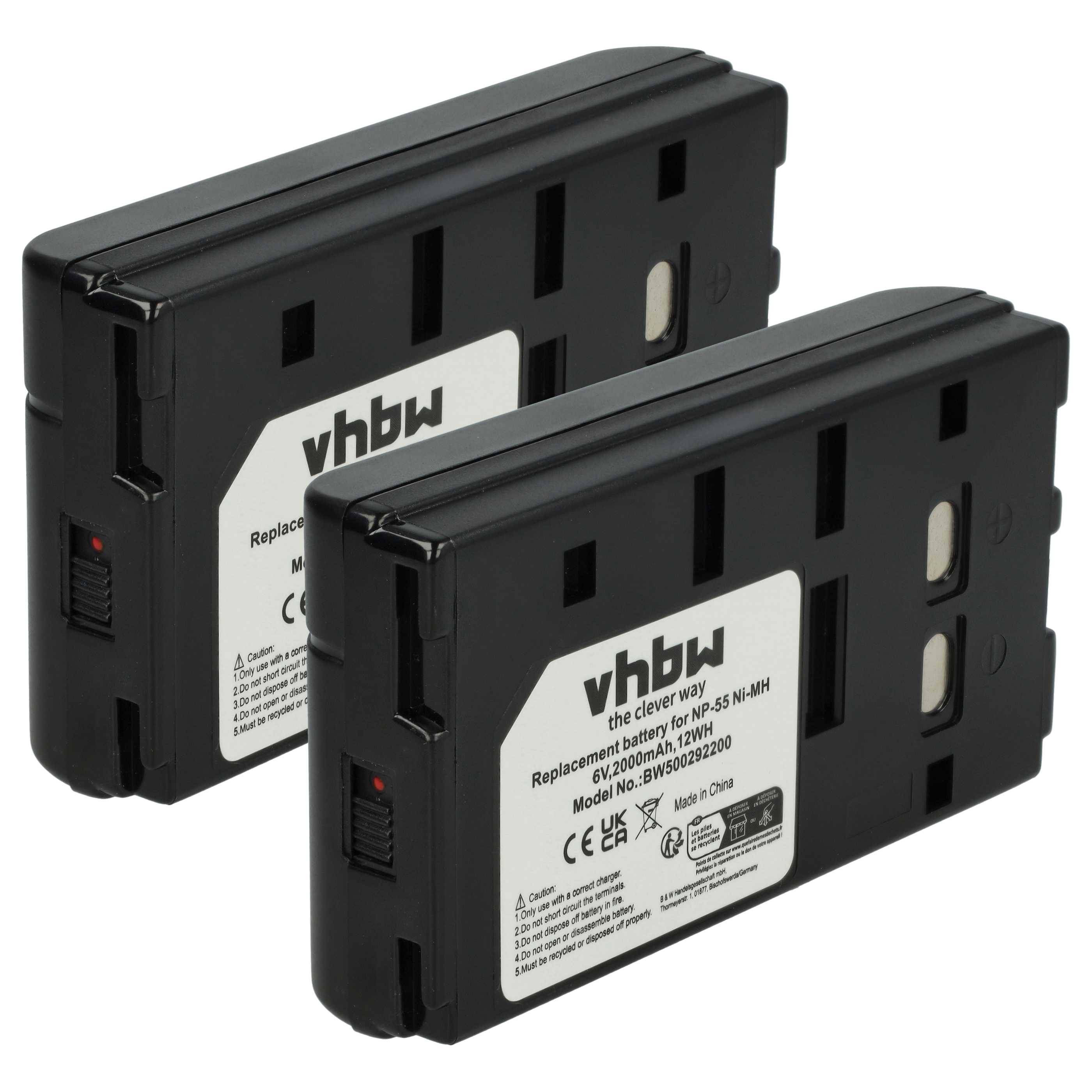 Zwei schwarze vhbw Ersatzbatterien, Modell LP200-VB, für Neato Staubsauger. Weiße Etiketten zeigen technische Spezifikationen.