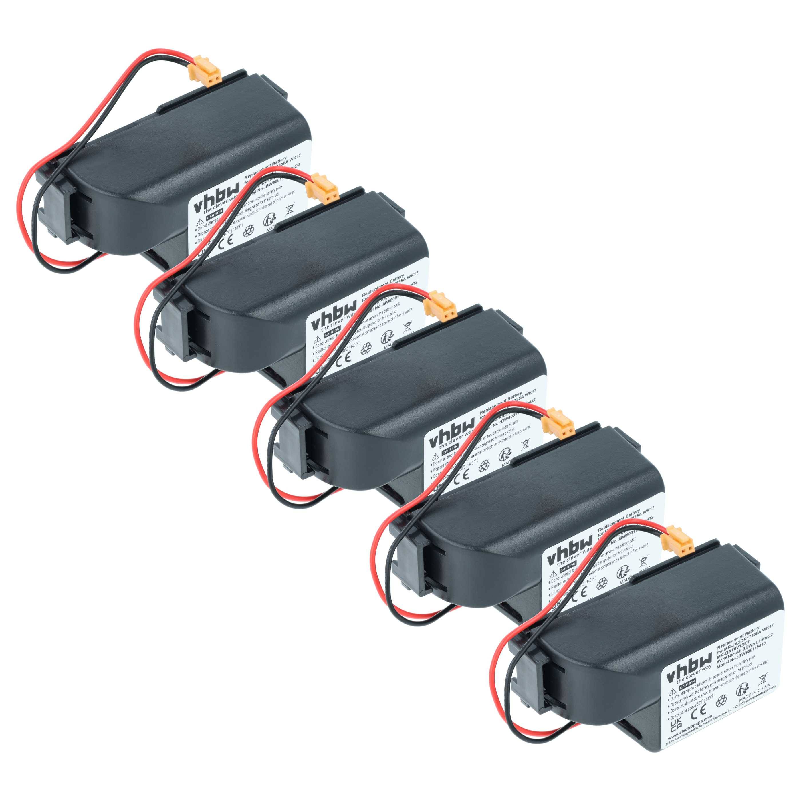 vhbw 5x Batterie Ersatz für Mitsubishi MR-BAT6V1SET, 2CR17335A WK17 für Raid-Controller (1650 mAh, 6 V, Li-MnO2)