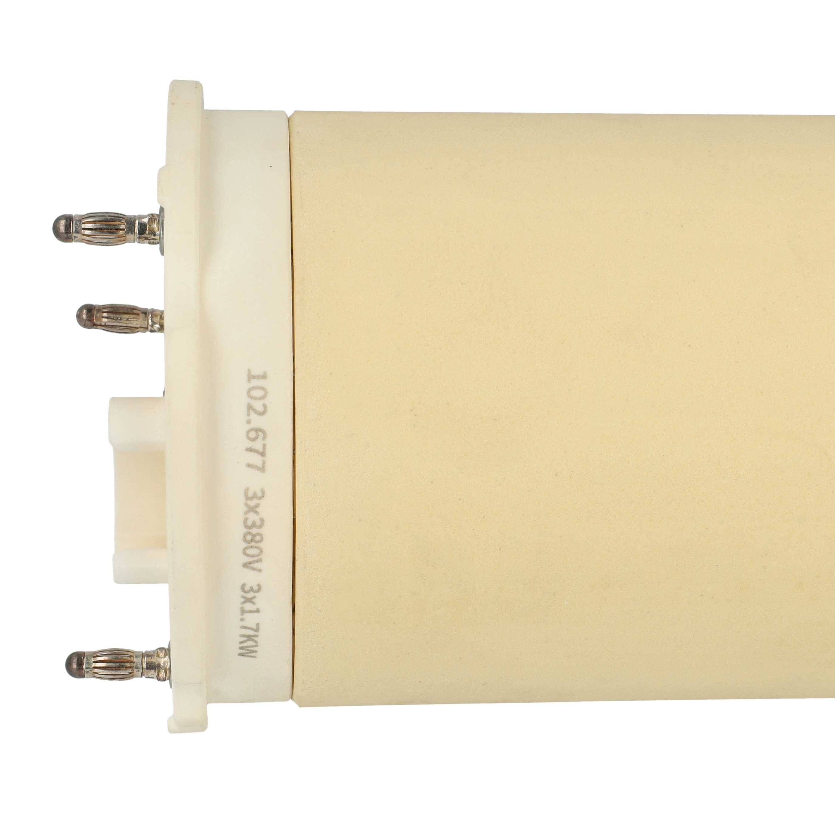 Ein zylindrisches Relais mit elektrischen Anschlüssen an der Seite, gekennzeichnet mit '120621 3A 30V 34TW'.