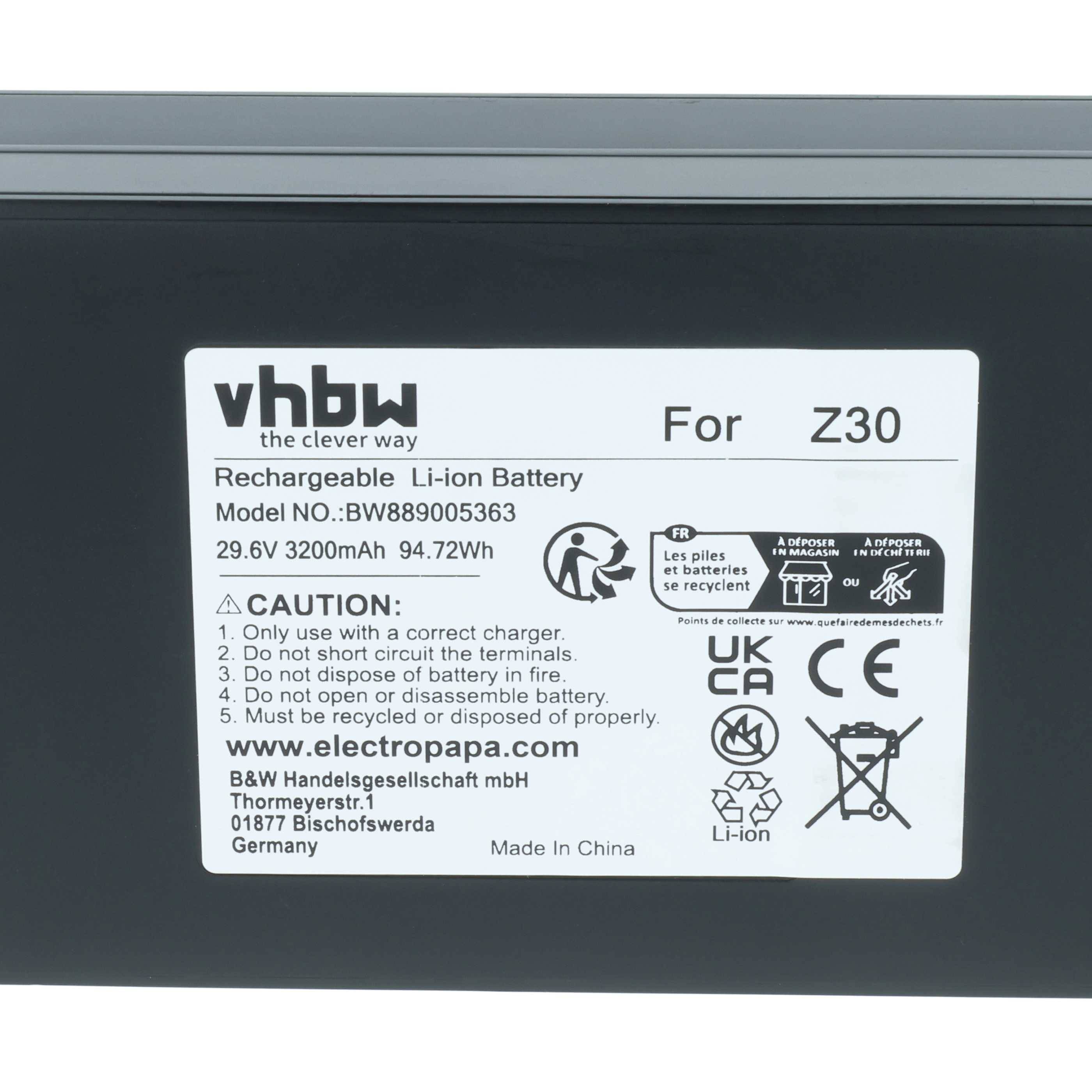 vhbw Akku Ersatz für Dreame V2406-8S1P-GYA für Staubsauger (3,2 Ah, 29,6 V, Li-Ion)