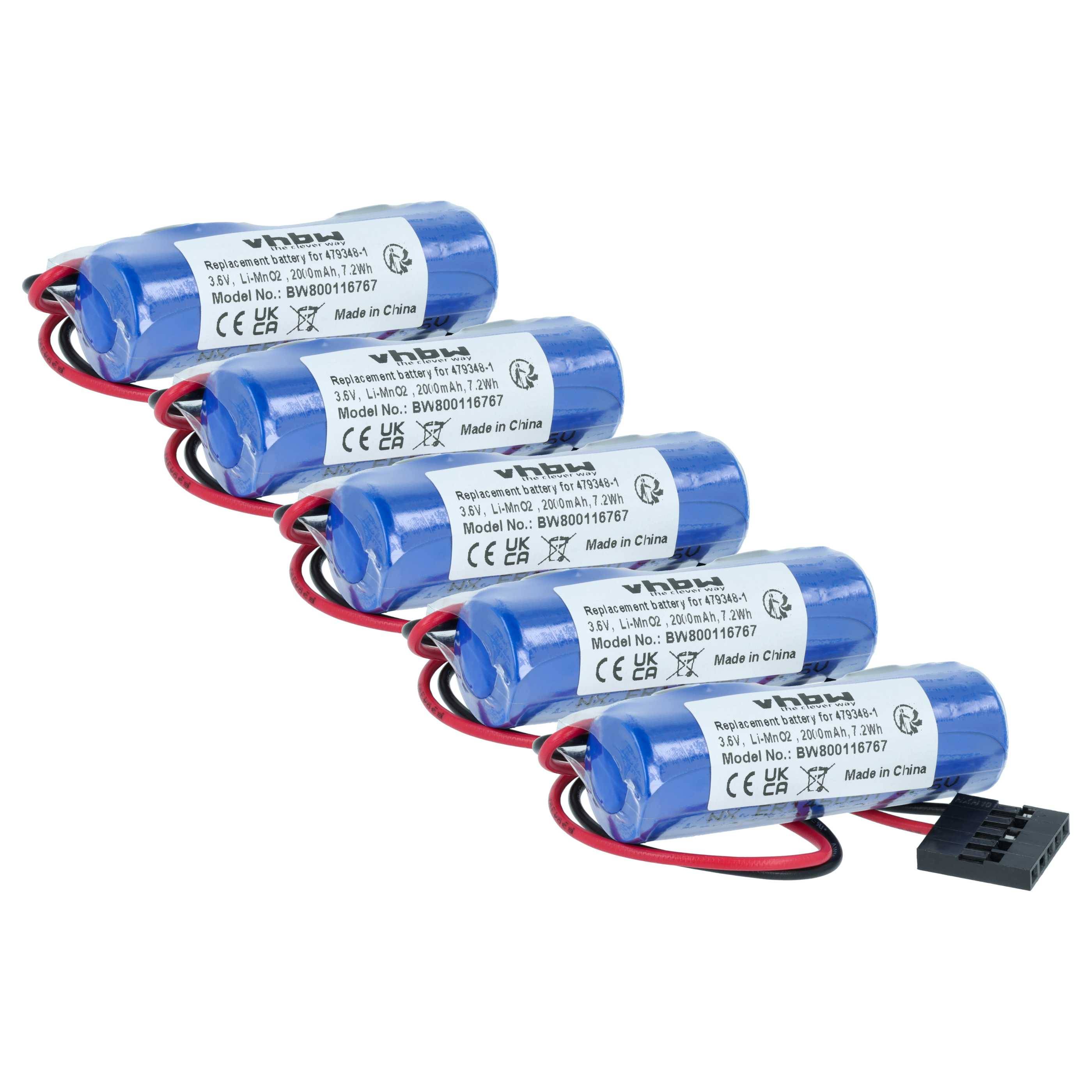 vhbw 5x Akku Ersatz für Toshiba ER6V, 479348-1 für Steuereinheit (2000 mAh, 3,6 V, Li-MnO2)