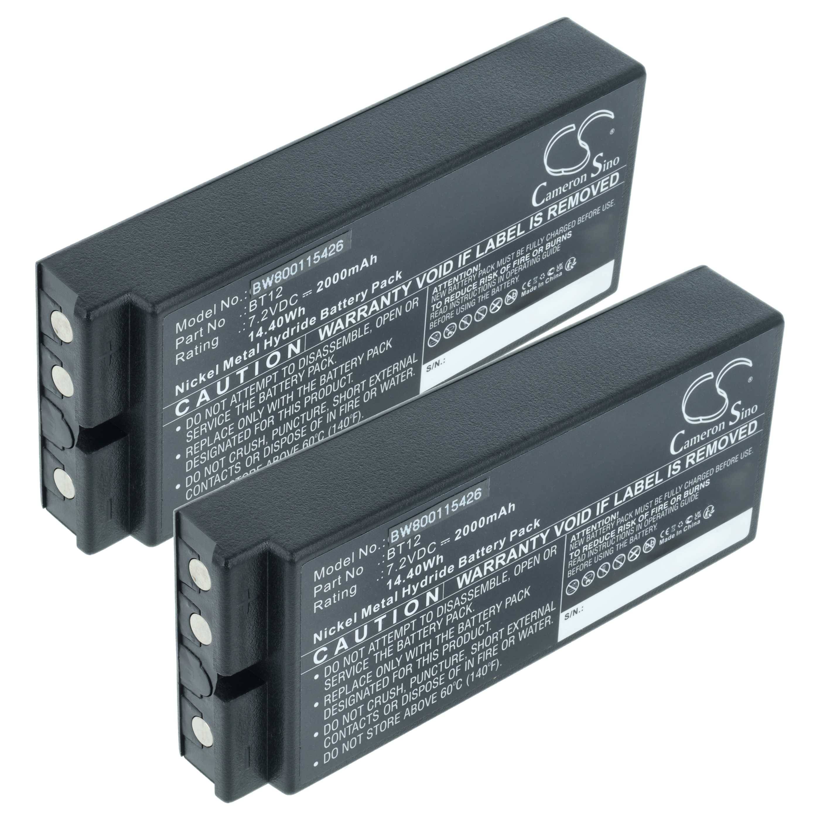 Zwei schwarze Batteriepacks mit der Bezeichnung „Cameron Sino