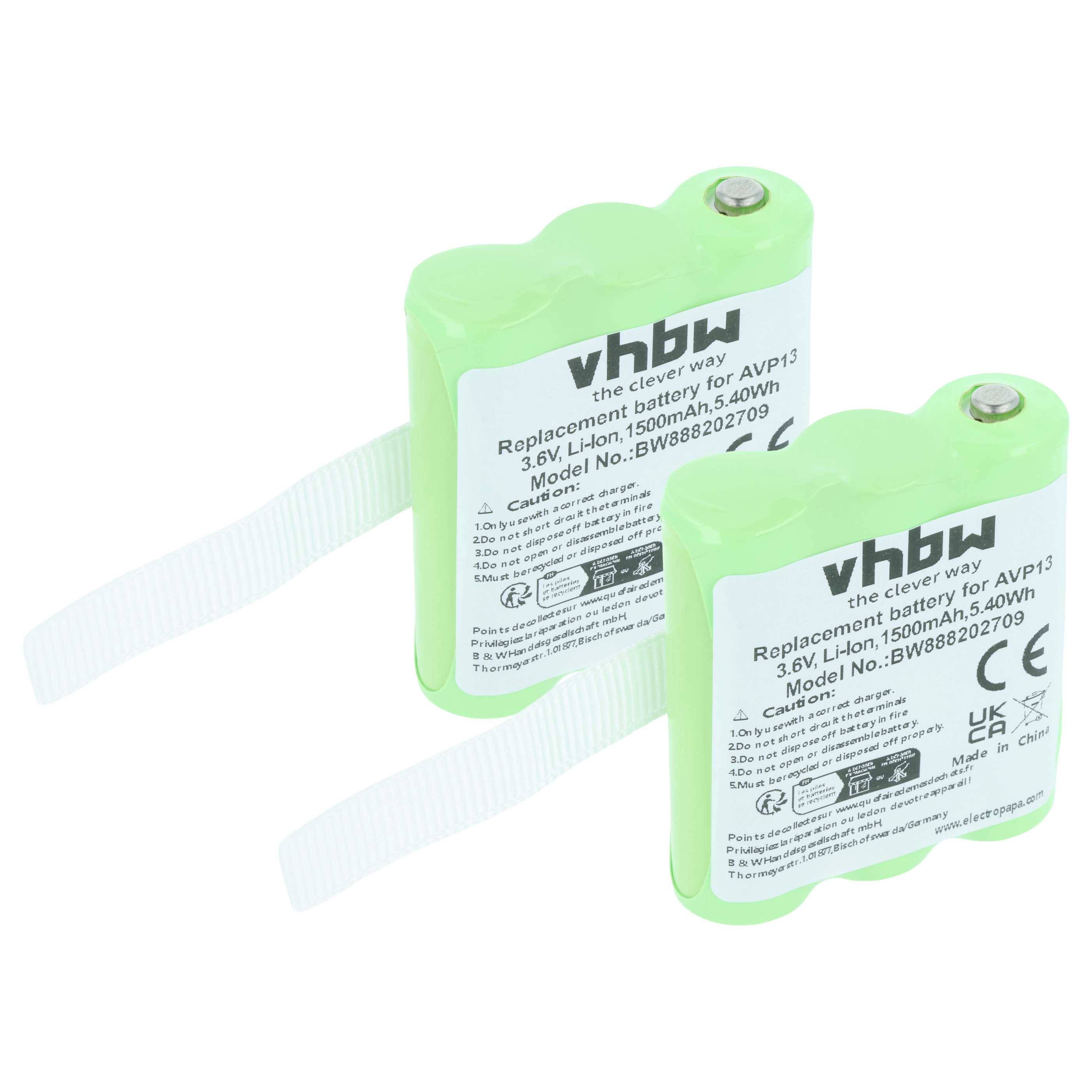 vhbw 2x Akku kompatibel mit Midland XT70 Funkgerät, Walkie Talkie (1500 mAh, 3,6 V, NiMH)