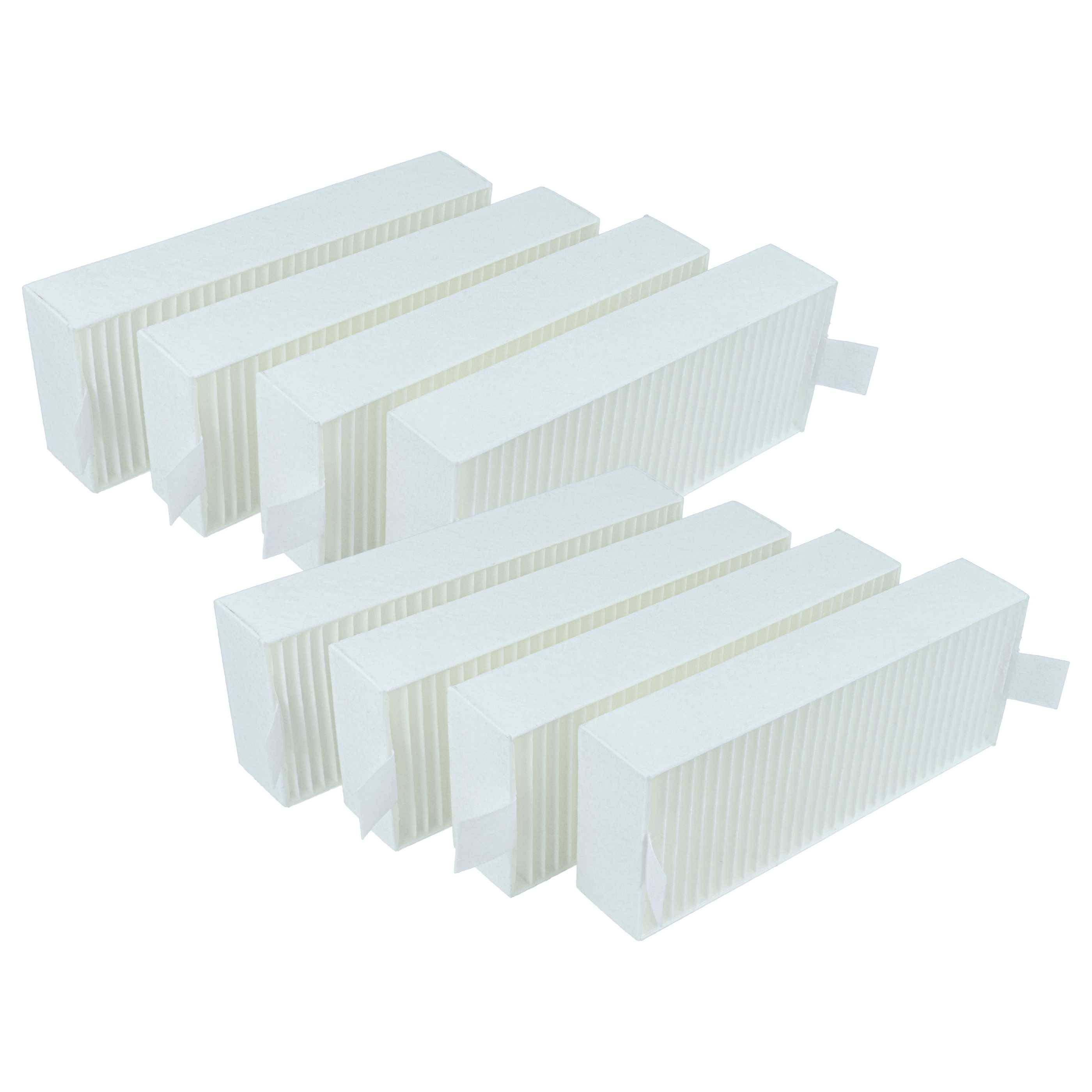 Reihen von weißen Luftfilterpaneelen, diagonal ausgerichtet, die ein gefaltetes Design zeigen, das geeignet ist zum Abfangen von Staub und Allergenen.