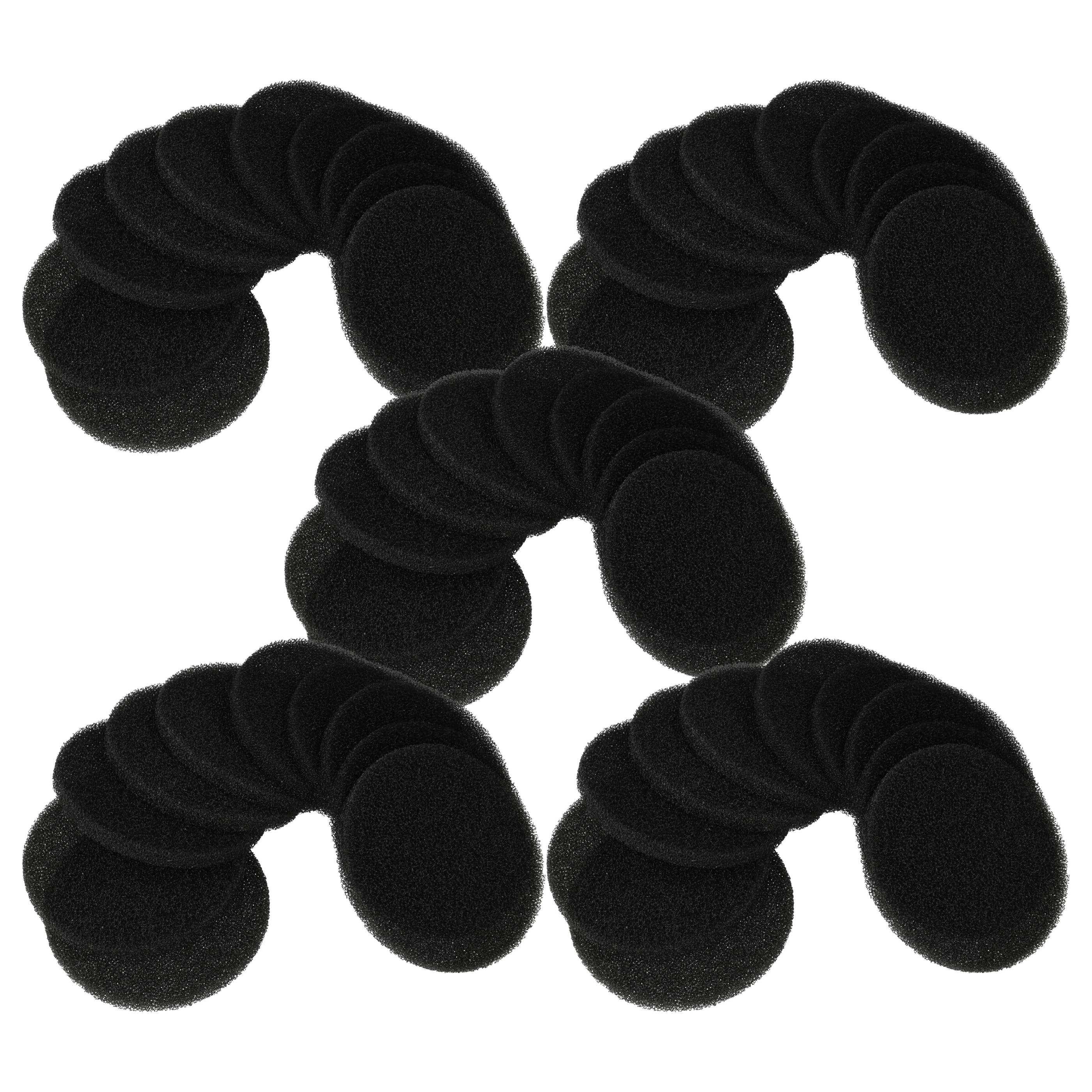 Fünf Sätze von kreisförmigen schwarzen Schaumstoffpads, die in sich überschneidenden Reihen angeordnet sind, wobei jeder Satz zehn Pads enthält, die Menge oder Anordnung darstellen.