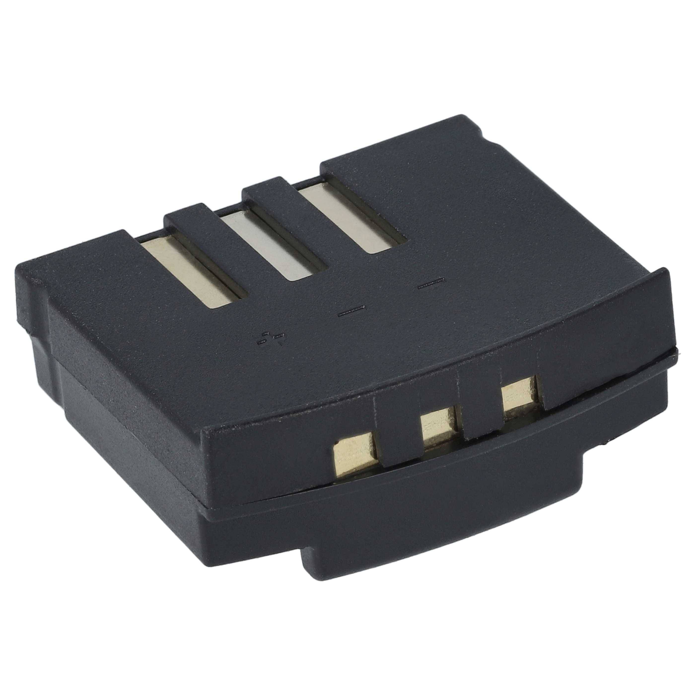 Ein schwarzer wiederaufladbarer Akkupack mit drei goldenen Kontaktpunkten, entwickelt für den Einsatz mit elektronischen Geräten.