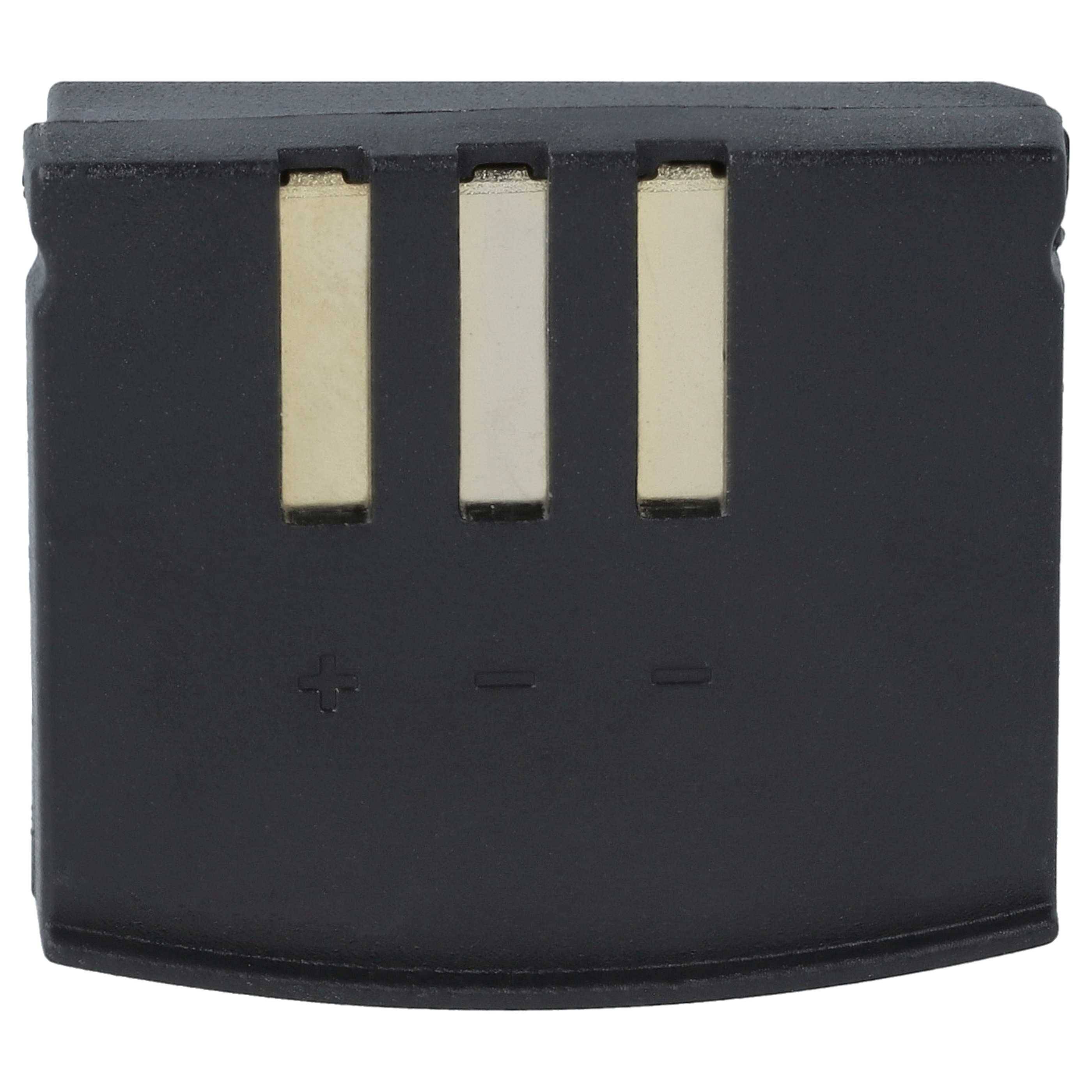 Ein schwarzer Akku mit drei goldenen Kontakten.