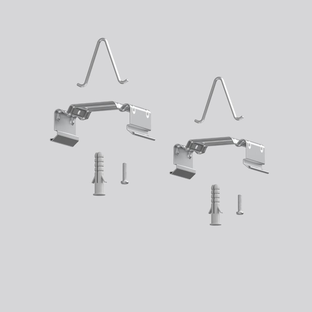 Wandbefestigungsset für GUTMANN XE1 umfasst zwei Metallhaken, Schrauben und Dübel für eine sichere Montage.