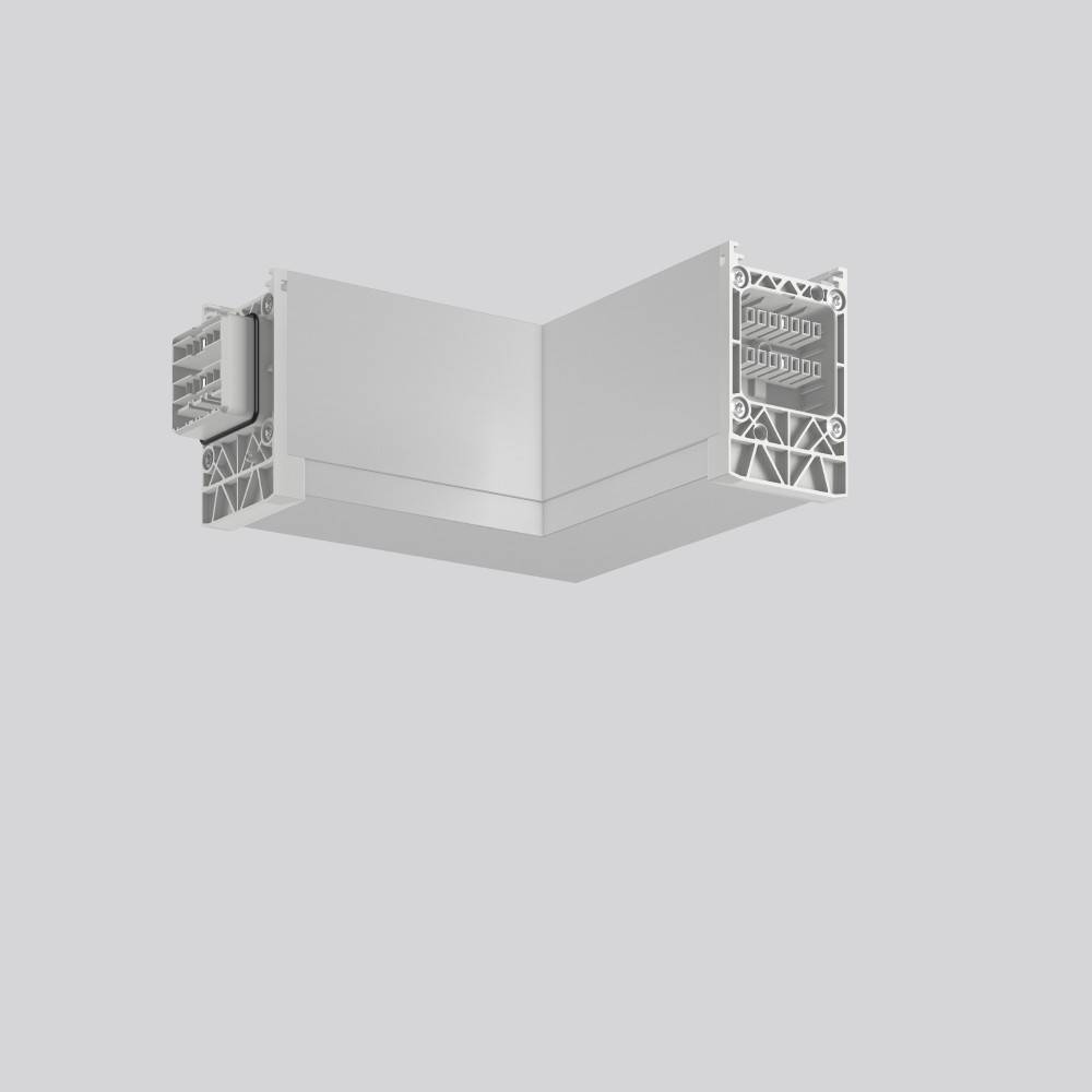 Aluminium-Eckprofil für Einbaubeleuchtung mit komplexen geometrischen Ausschnitten, konzipiert für nahtlose Installation in der Innenarchitektur.