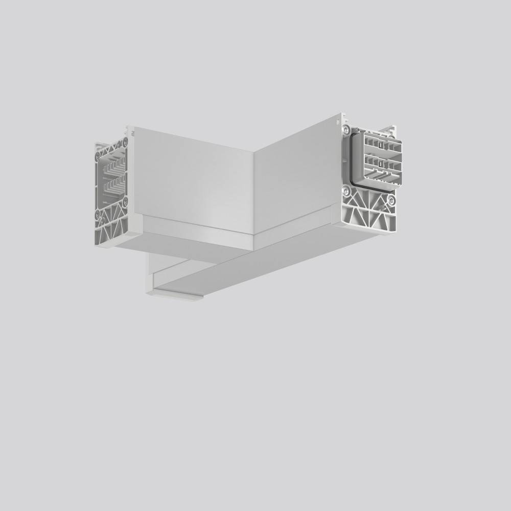 „Aluminiumeckprofil vor einem hellgrauen Hintergrund, das sein klares, modernes Design und seine kantige Konstruktion veranschaulicht.
