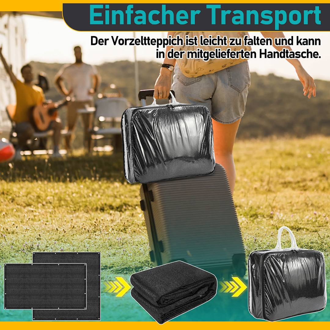 Zeltteppich Schwarz für Wohnmobil und Wohnwagen, Atmungsaktive Zeltfußmatte für Markise, Garten und Outdoor 550cmx250cm