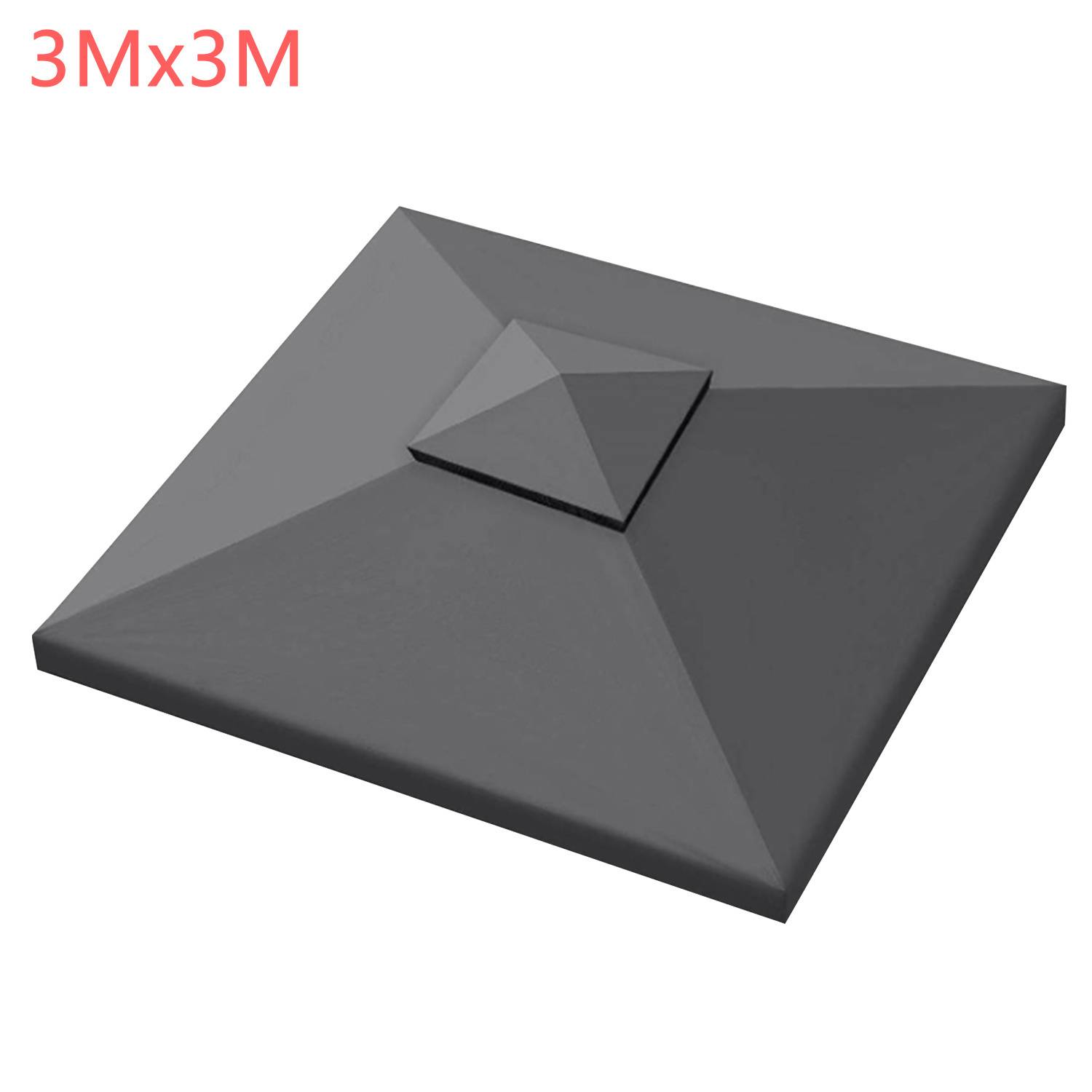 Schwarze, pyramidenförmige PVC-Dekorationsplatte mit Abmessungen von 3x3 Metern.