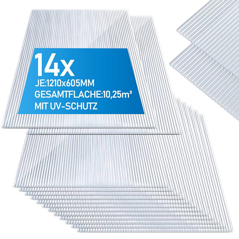 14x 1210x605mm, Gesamtfläche: 10,25m² mit UV-Schutz