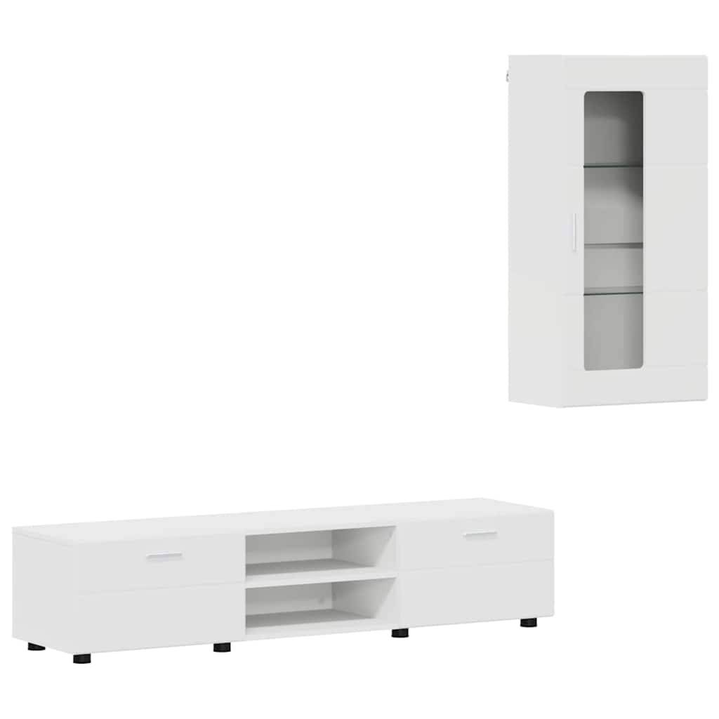 vidaXL TV-Schrankset mit Schubladen FLORIN 3 pcs Weiß Holzwerkstoff