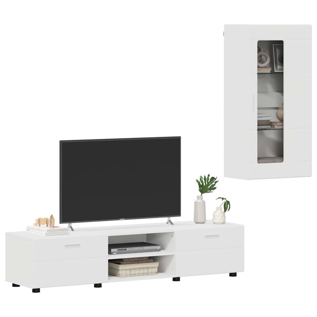 vidaXL TV-Schrankset mit Schubladen FLORIN 3 pcs Weiß Holzwerkstoff