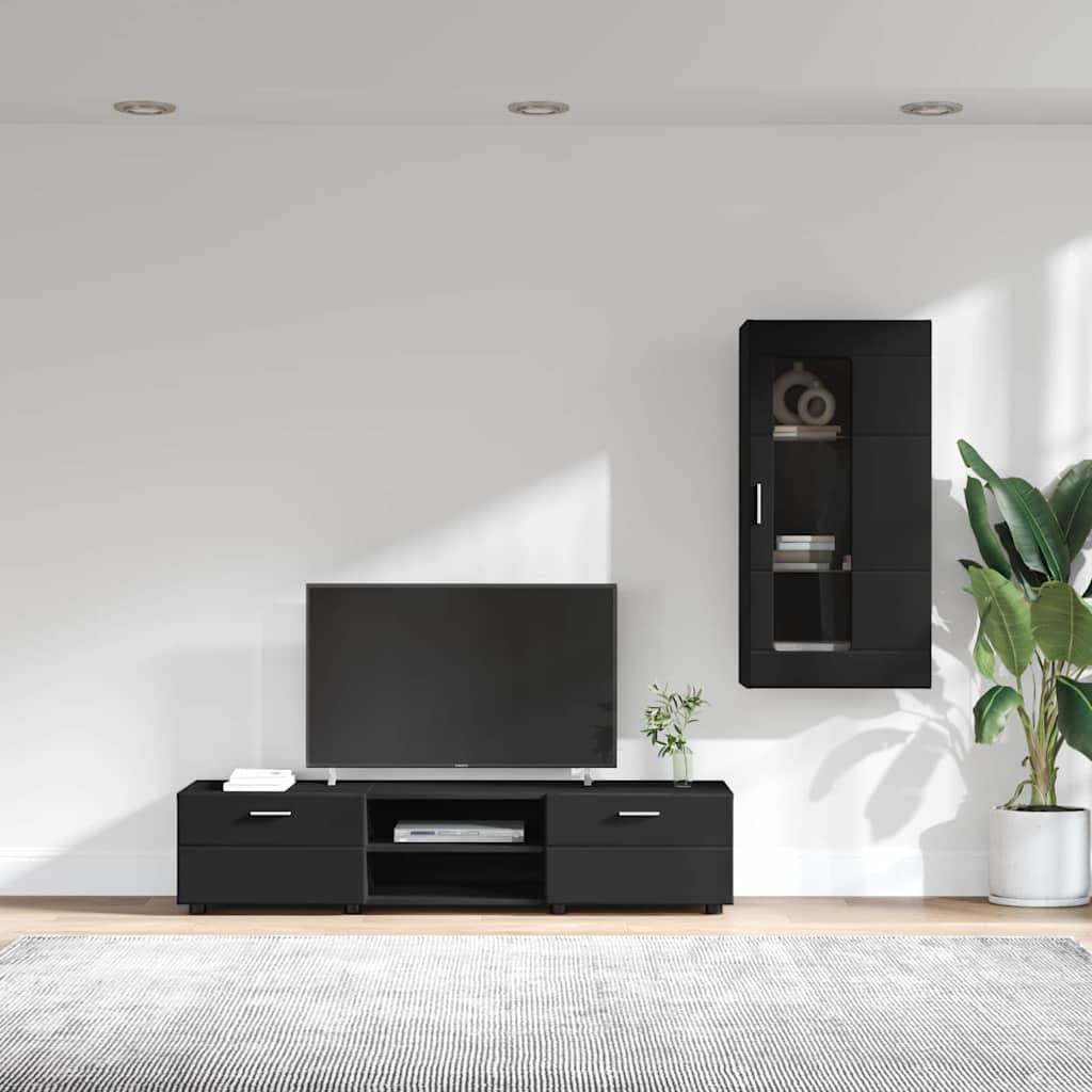 vidaXL TV-Schrankset mit Schubladen FLORIN 3 pcs Schwarz Holzwerkstoff