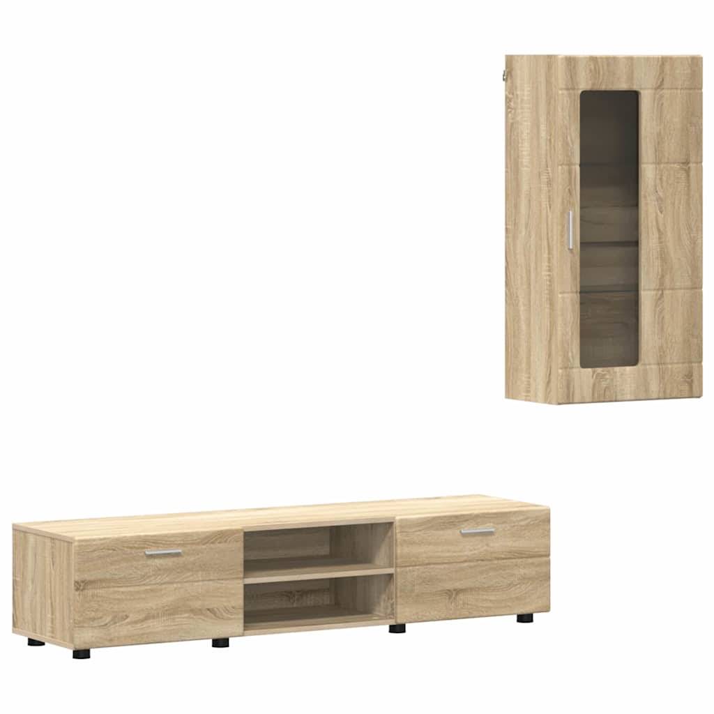 vidaXL TV-Schrankset mit Regal FLORIN 3 pcs Sonoma-Eiche Holzwerkstoff