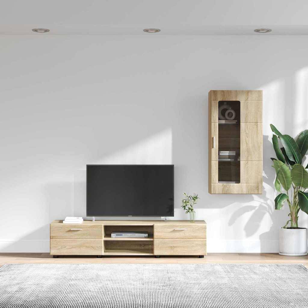 vidaXL TV-Schrankset mit Regal FLORIN 3 pcs Sonoma-Eiche Holzwerkstoff