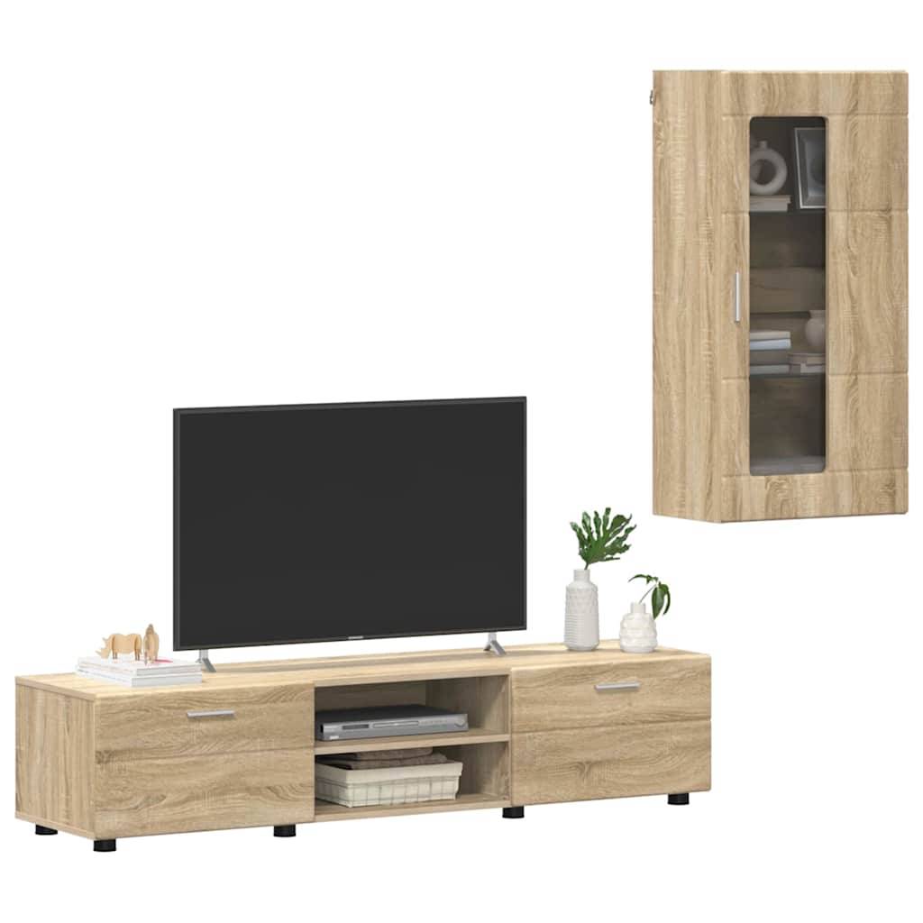 vidaXL TV-Schrankset mit Regal FLORIN 3 pcs Sonoma-Eiche Holzwerkstoff