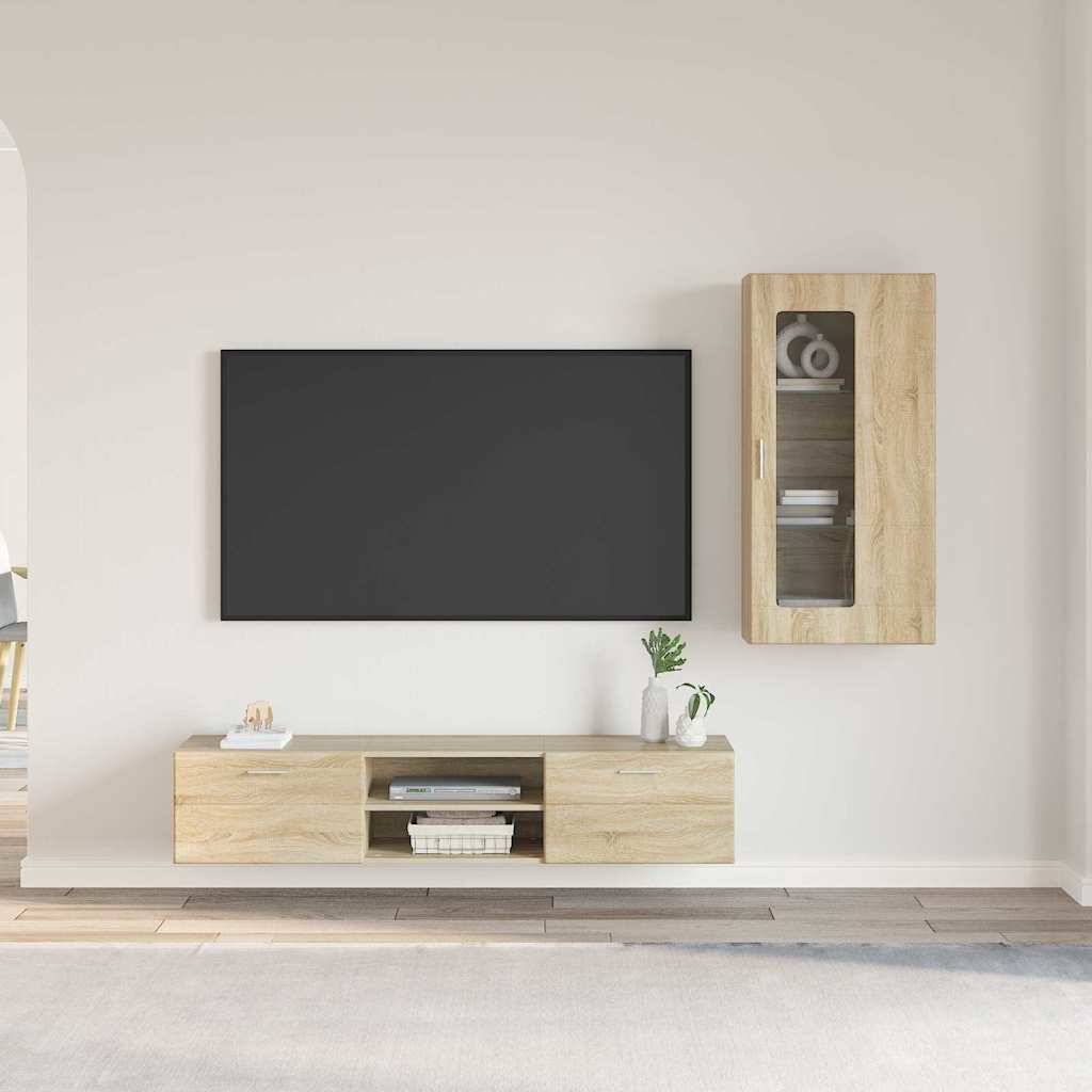 vidaXL TV-Schrankset mit Regal FLORIN 3 pcs Sonoma-Eiche Holzwerkstoff