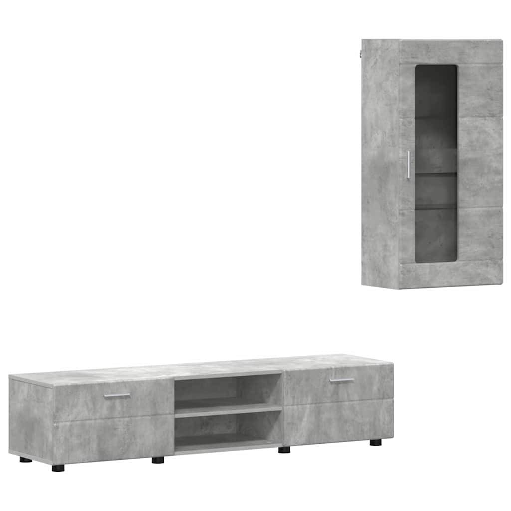 vidaXL TV-Schrankset mit Regal FLORIN 3 pcs Beton Grau Holzwerkstoff