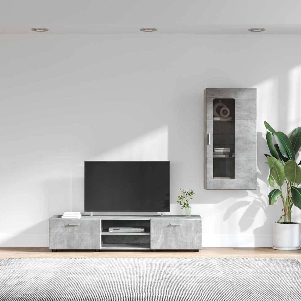 vidaXL TV-Schrankset mit Regal FLORIN 3 pcs Beton Grau Holzwerkstoff