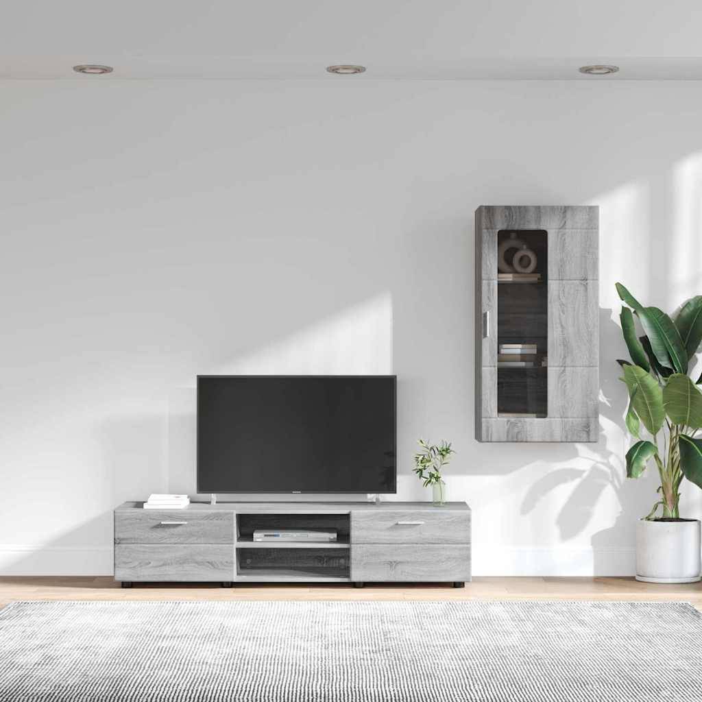 vidaXL TV-Schrankset mit Tür FLORIN 3 pcs Graues Sonoma Holzwerkstoff