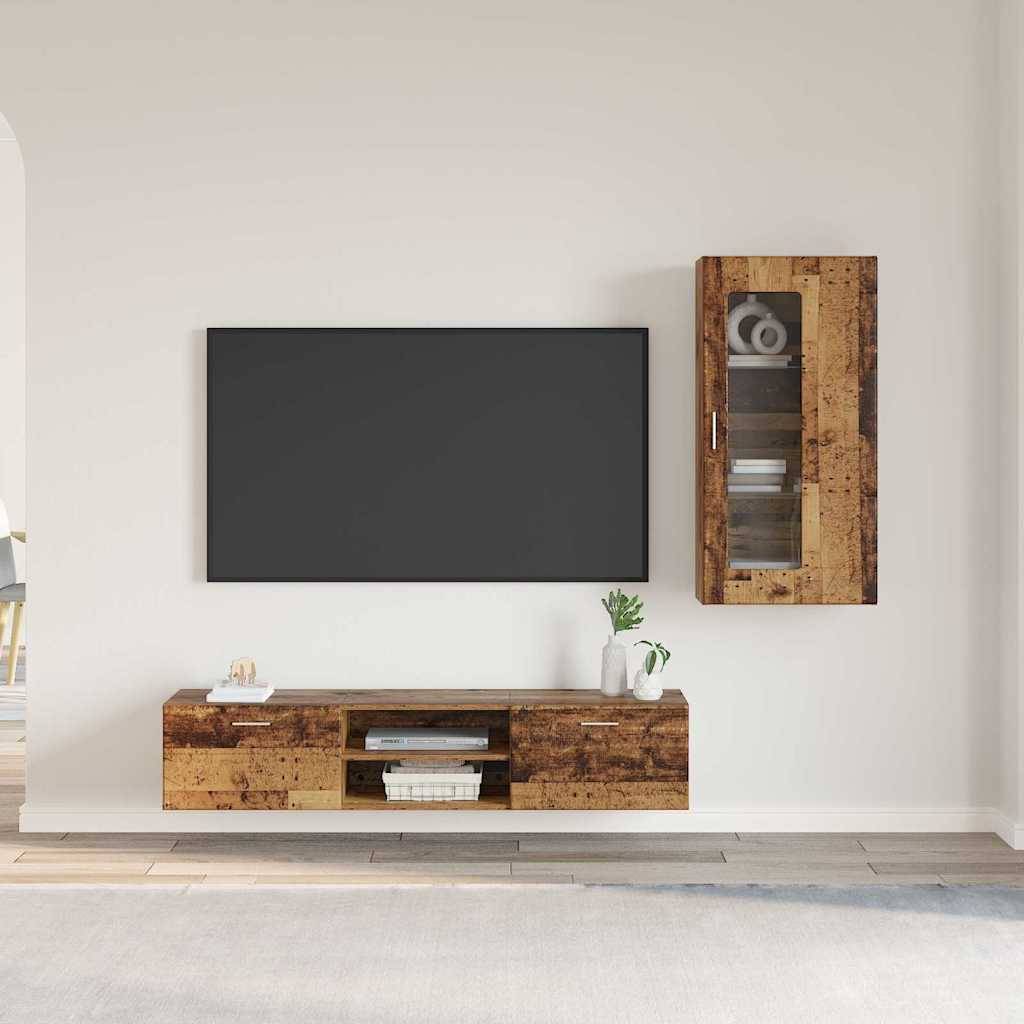 vidaXL TV-Schrankset mit Schubladen FLORIN 3 pcs Altholz Holzwerkstoff