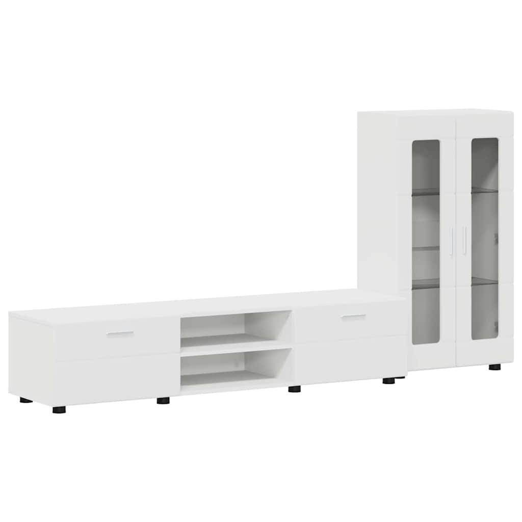 vidaXL TV-Schrankset mit Schubladen FLORIN 3 pcs Weiß Holzwerkstoff