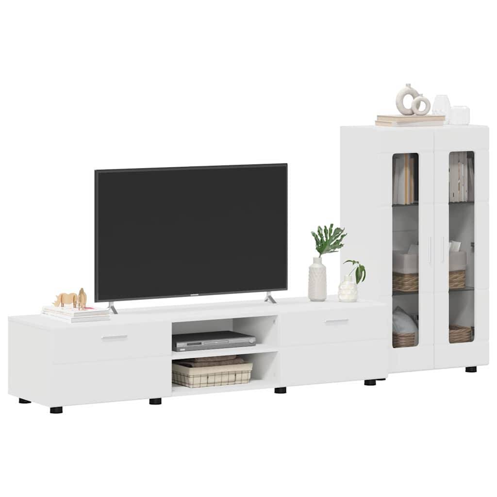 vidaXL TV-Schrankset mit Schubladen FLORIN 3 pcs Weiß Holzwerkstoff