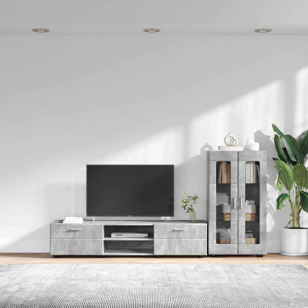 vidaXL TV-Schrankset mit Regal FLORIN 3 pcs Beton Grau Holzwerkstoff