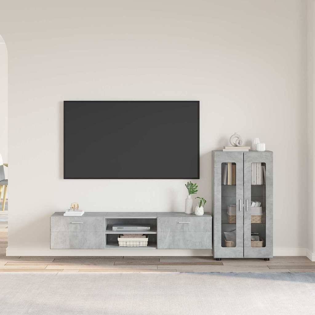 vidaXL TV-Schrankset mit Regal FLORIN 3 pcs Beton Grau Holzwerkstoff