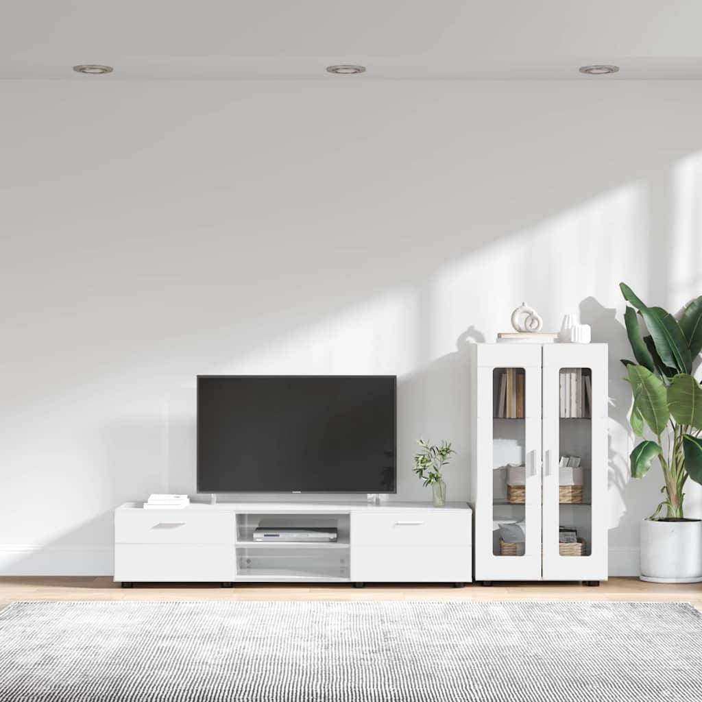 vidaXL TV-Schrankset mit Tür FLORIN 3 pcs Hochglanz Weiß Holzwerkstoff