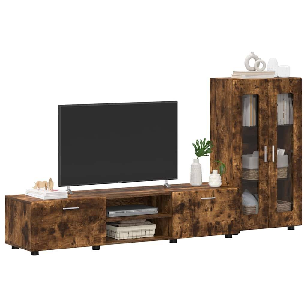 vidaXL TV-Schrankset FLORIN 3 pcs Geräucherte Eiche Holzwerkstoff
