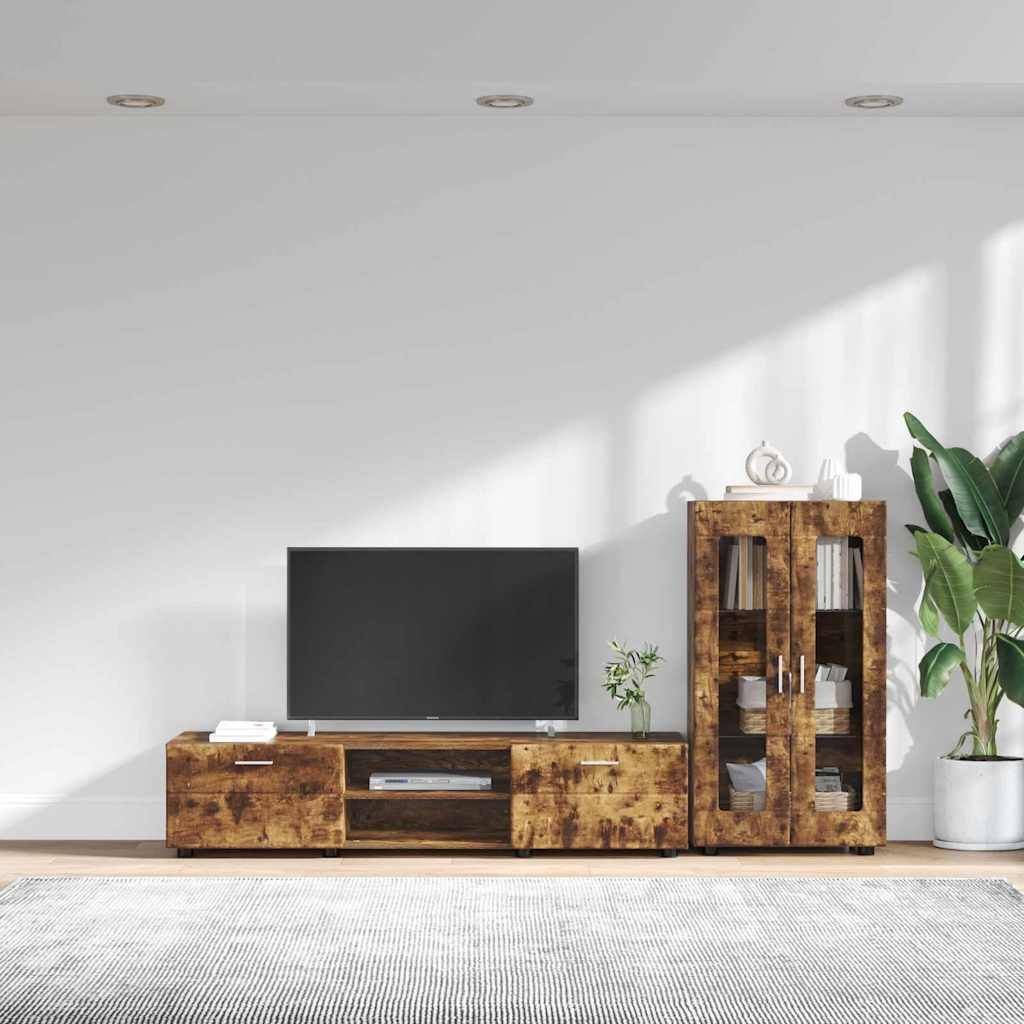 vidaXL TV-Schrankset FLORIN 3 pcs Geräucherte Eiche Holzwerkstoff