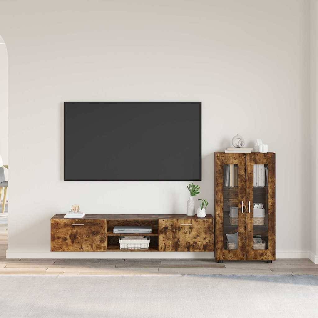 vidaXL TV-Schrankset FLORIN 3 pcs Geräucherte Eiche Holzwerkstoff