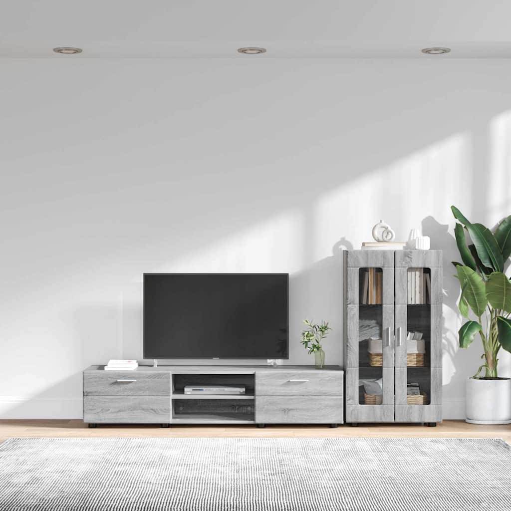 vidaXL TV-Schrankset mit Tür FLORIN 3 pcs Graues Sonoma Holzwerkstoff