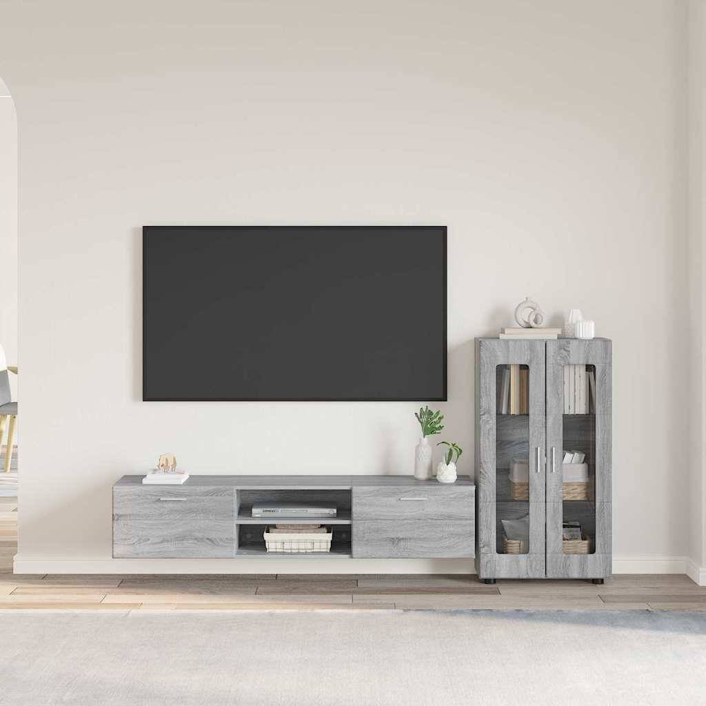 vidaXL TV-Schrankset mit Tür FLORIN 3 pcs Graues Sonoma Holzwerkstoff