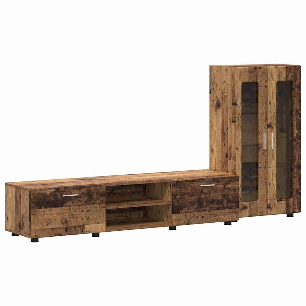 vidaXL TV-Schrankset mit Schubladen FLORIN 3 pcs Altholz Holzwerkstoff
