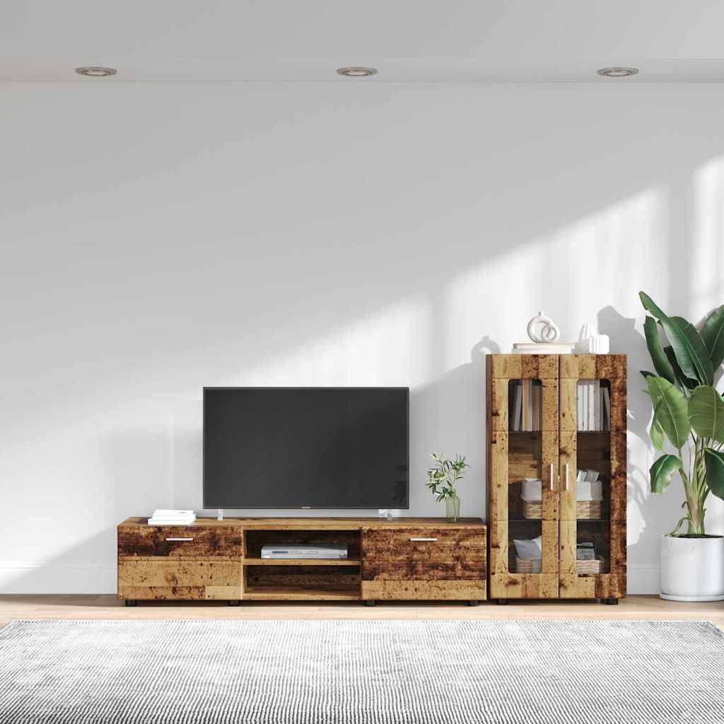 vidaXL TV-Schrankset mit Schubladen FLORIN 3 pcs Altholz Holzwerkstoff