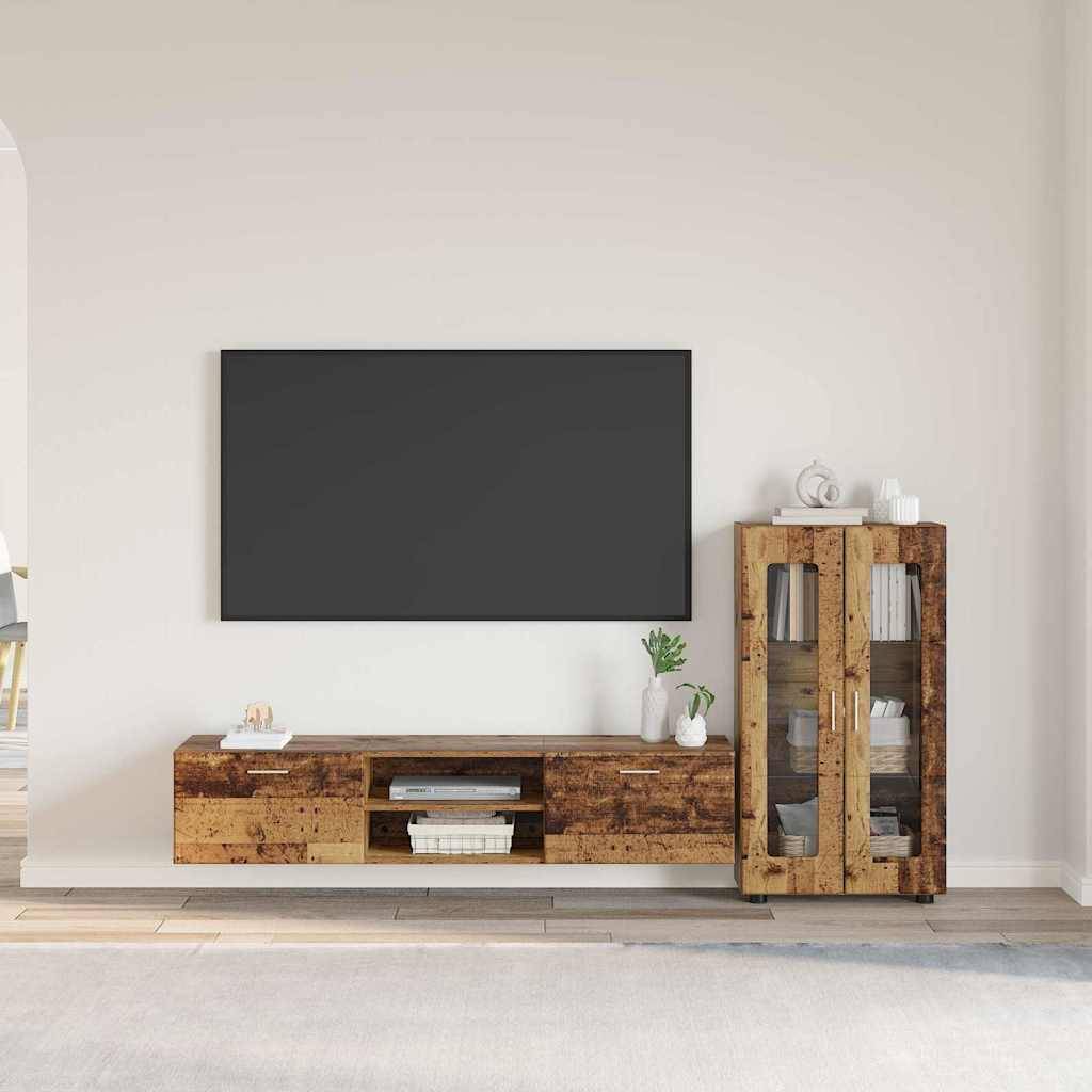 vidaXL TV-Schrankset mit Schubladen FLORIN 3 pcs Altholz Holzwerkstoff