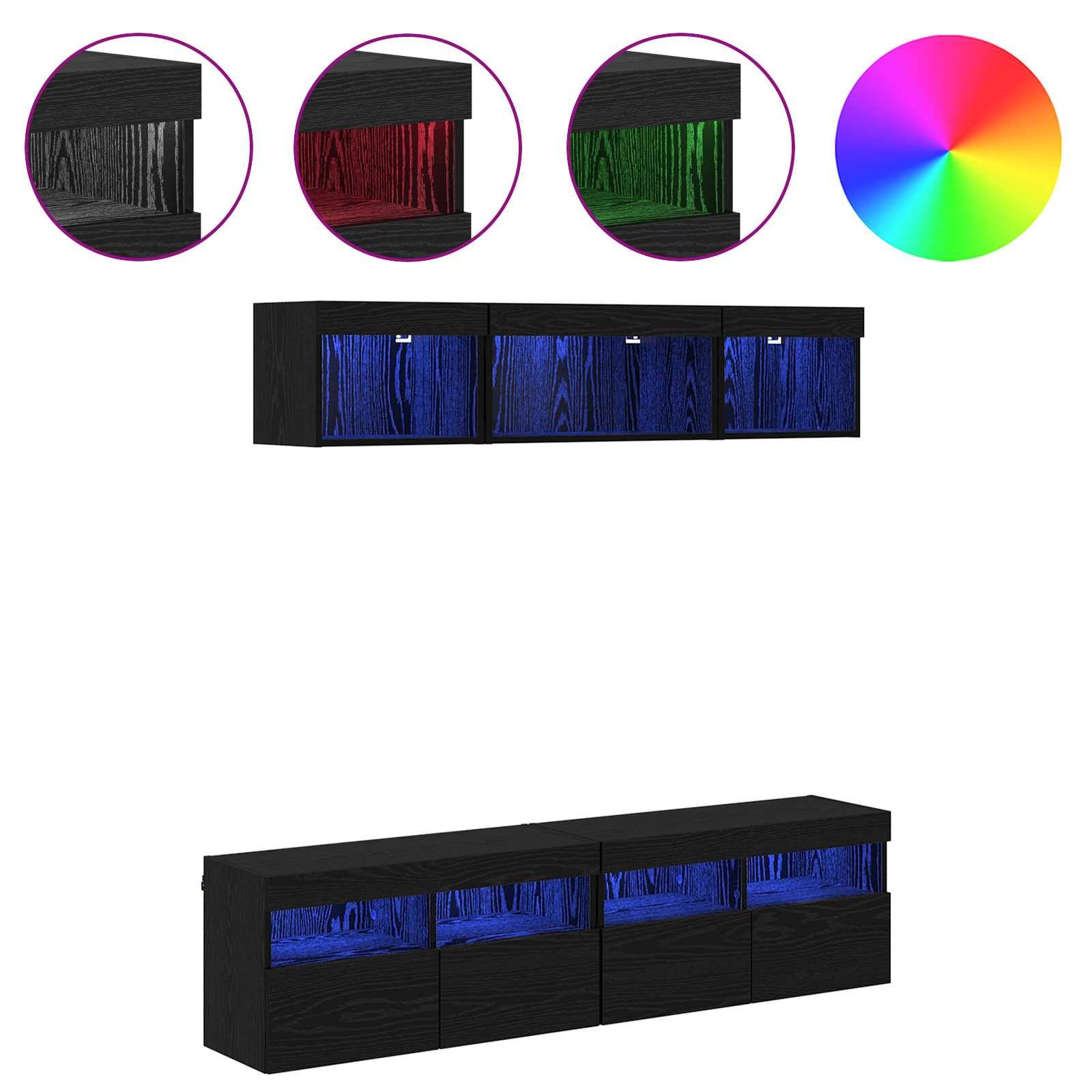 vidaXL TV Wand Einheiten mit LED mit LED 5 pcs Schwarz Eichen-Optik