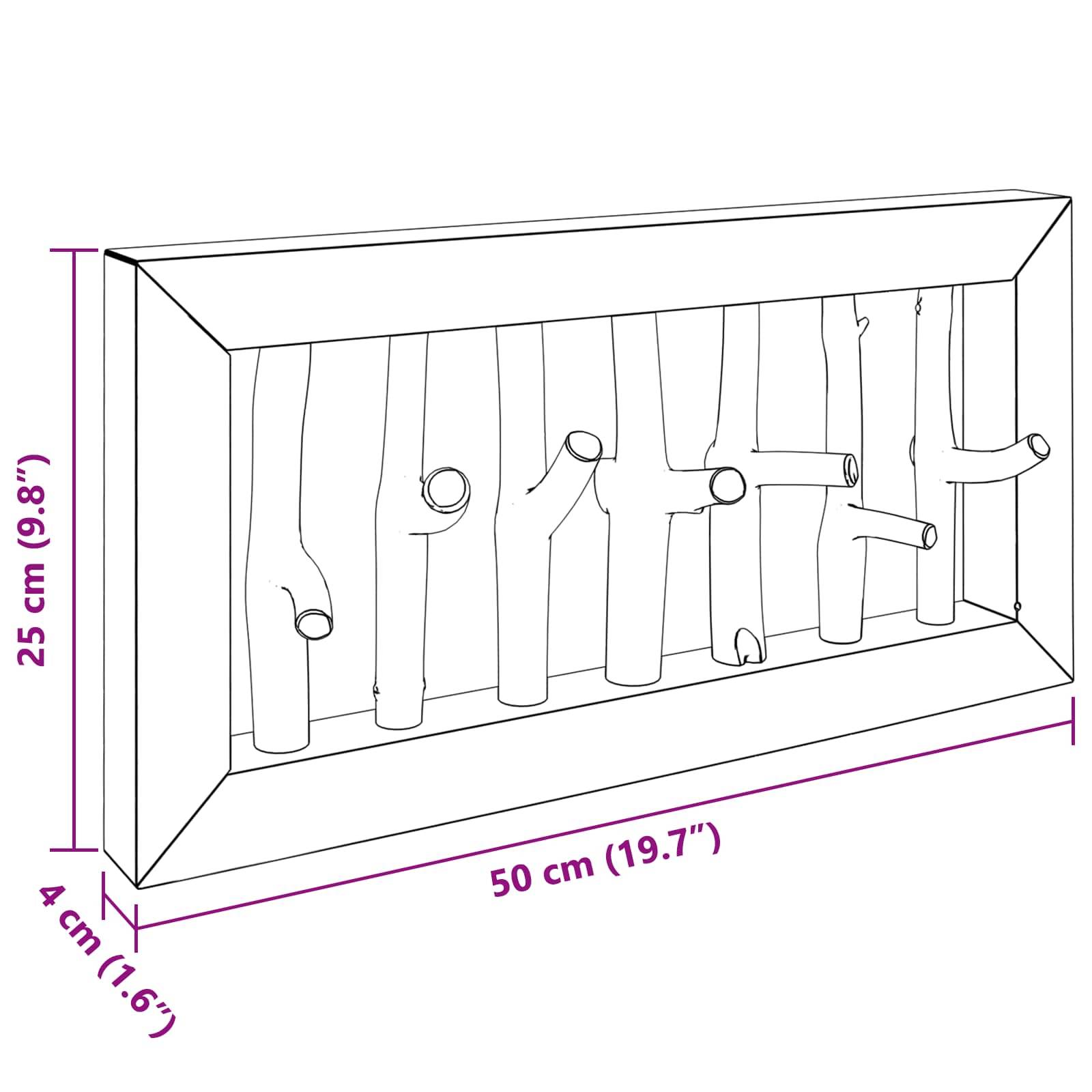 vidaXL Mantelhaken Natur 50 x 10 x 25 cm Massives Mahagoni Holz