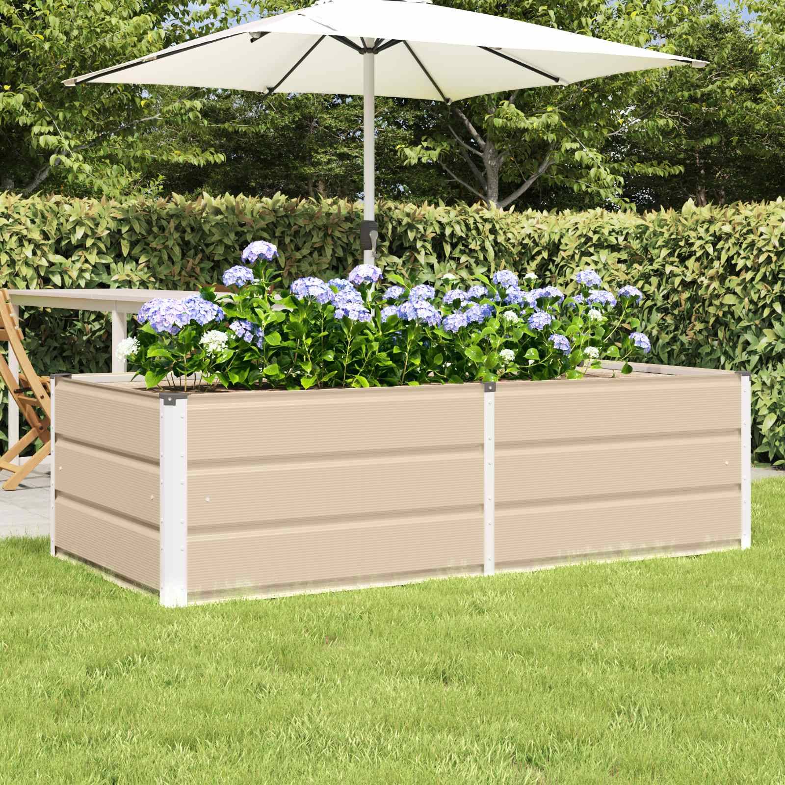 vidaXL Pflanzkübel Elfenbein 160 x 80 x 45 cm Stahl