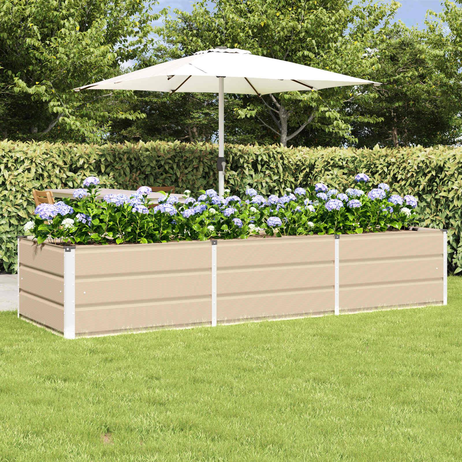 vidaXL Pflanzkübel Elfenbein 240 x 80 x 45 cm Stahl