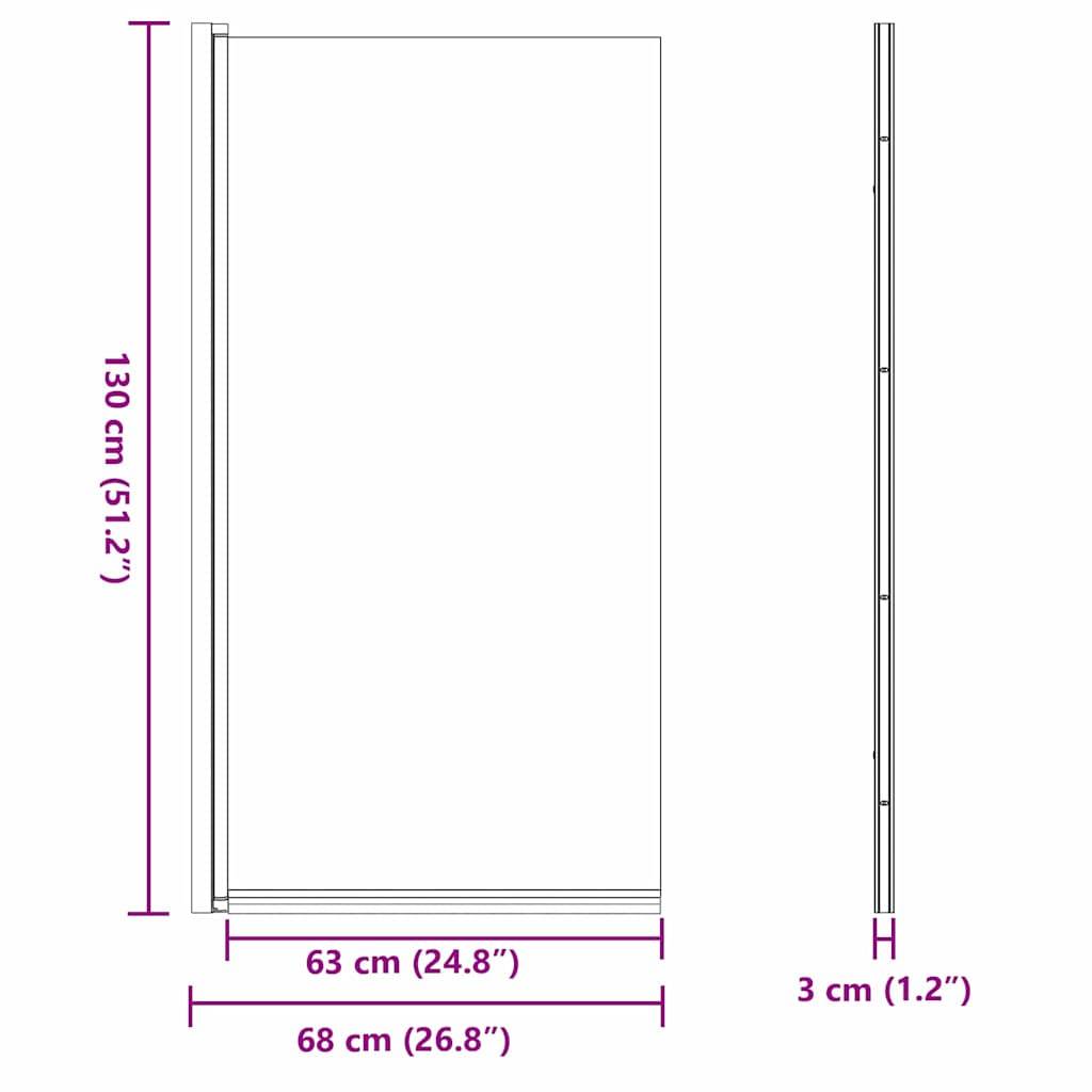 vidaXL Bad-Duschschirm Schwarz 68 x 130 cm Gehärtetes Glas