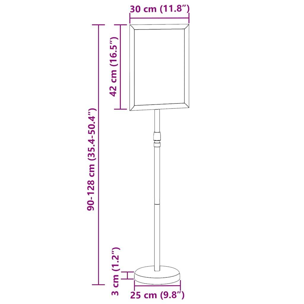 vidaXL Messestände Silber 30 x 25 x 128 cm Aluminium