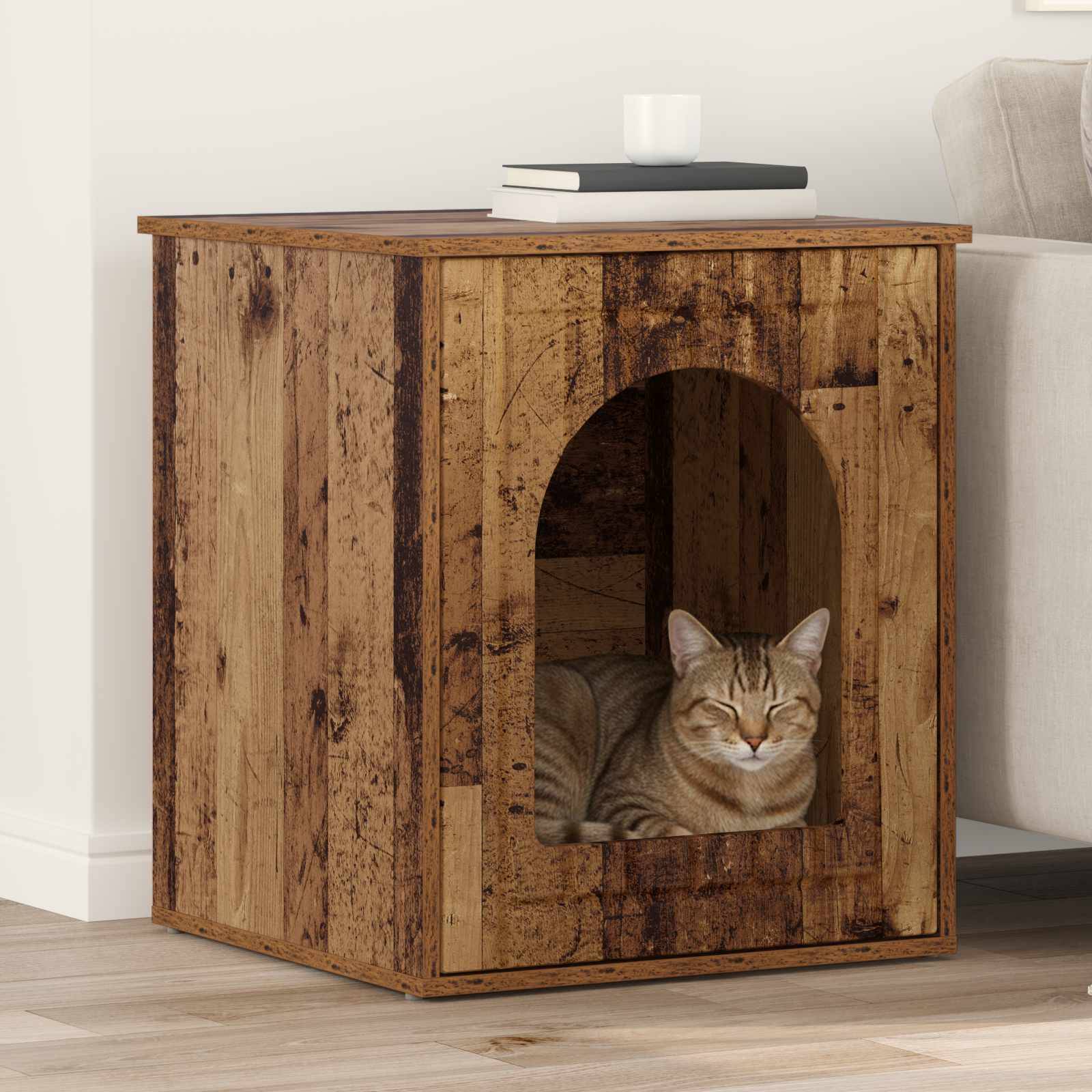 vidaXL Katzenhaus Altholz 53 x 52 x 62 cm Holzwerkstoff